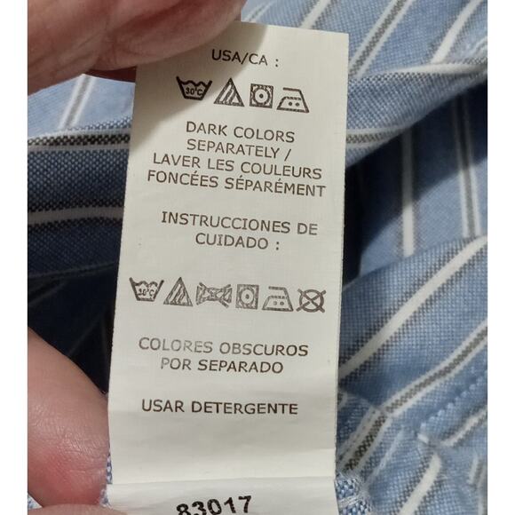 Chaps Shirt XL Ralph Lauren Button Up Long Sleeve Blue Striped Preppy Cotton EUC - Picture 7 of 7